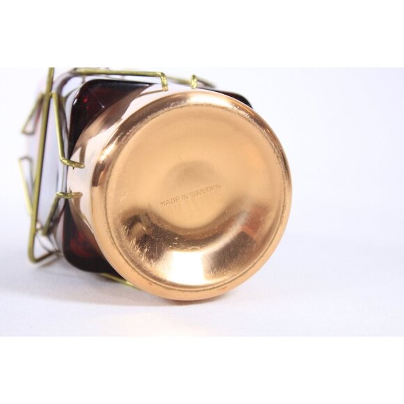 MCM Swedish decanter bottle, Brass Copper and Red Glass Train lantern flask - Picture 8 of 8